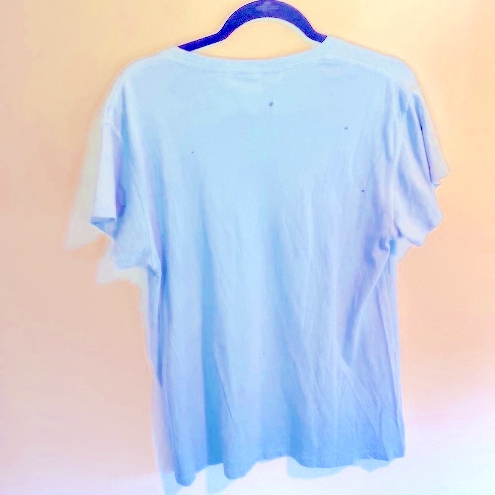 NWT MadeWorn Light Blue Elton John Graphic Tee, pink glitter, Collectors item - Picture 3 of 4